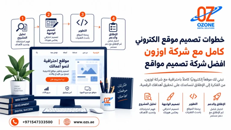 خطوات تصميم موقع الكتروني كامل مع شركة اوزون افضل شركة تصميم مواقع