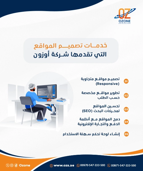 خدمات تصميم المواقع التي تقدمها شركة أوزون